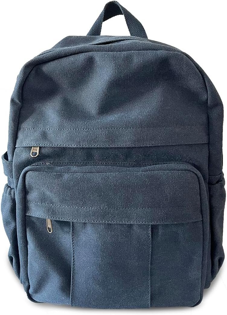 Laptop Backpack Women,Canvas Bag, Durable Travel Vintage Backpack,Retro Casual Backpack,Girls Work Daypack Rucksack (Blue)